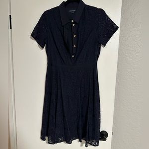 Tommy Hilfiger, size M, navy blue, short sleeve collar, lace dress